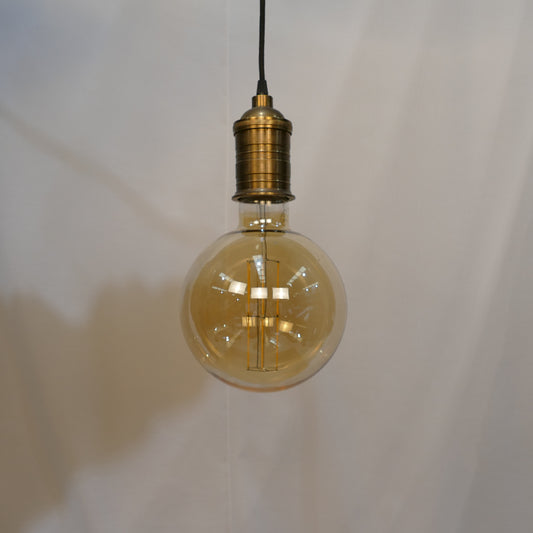 Vintage Brass Pendant with Oversized Amber Bulb