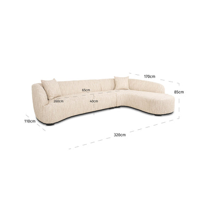 Lounge Sofa Pandora Beige Angora (Right)