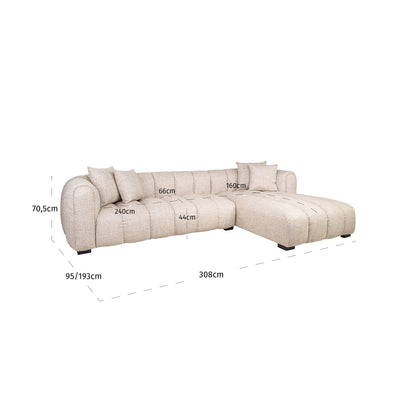 Sofa Novaro Cream Tweed Lounge Right Fire Retardant