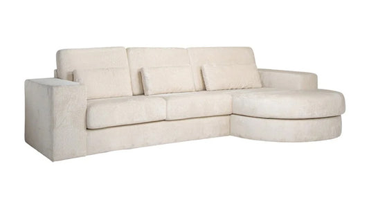 Felix Sofa White Chenille (2.5-Seater + Lounge Right)