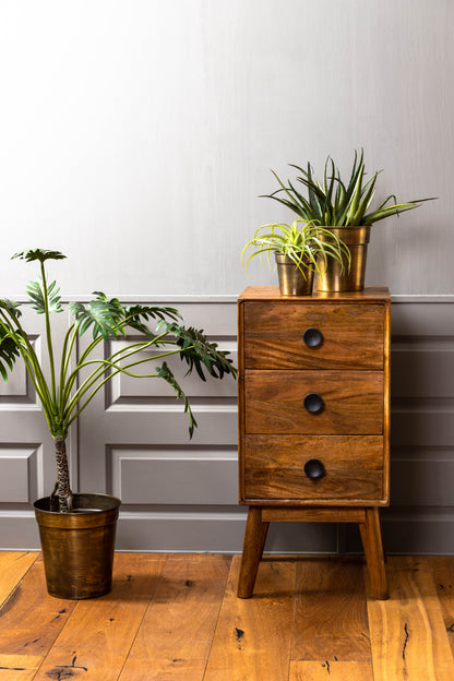 Espita Wood Oil Brown Cabinet with 3 Drawers