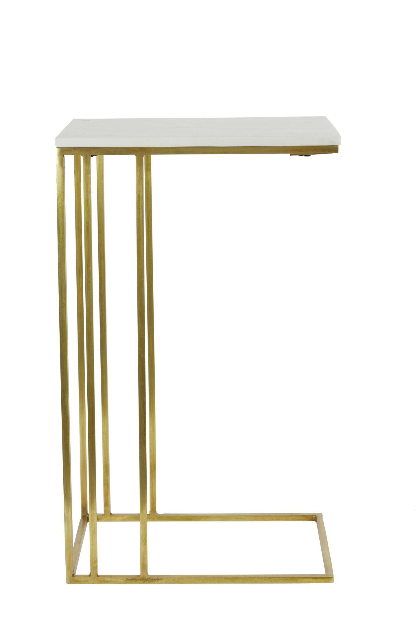 Roshan White Marble+Antique Bronze Side Table