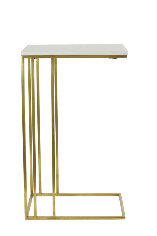 Roshan White Marble Antique Bronze Side Table