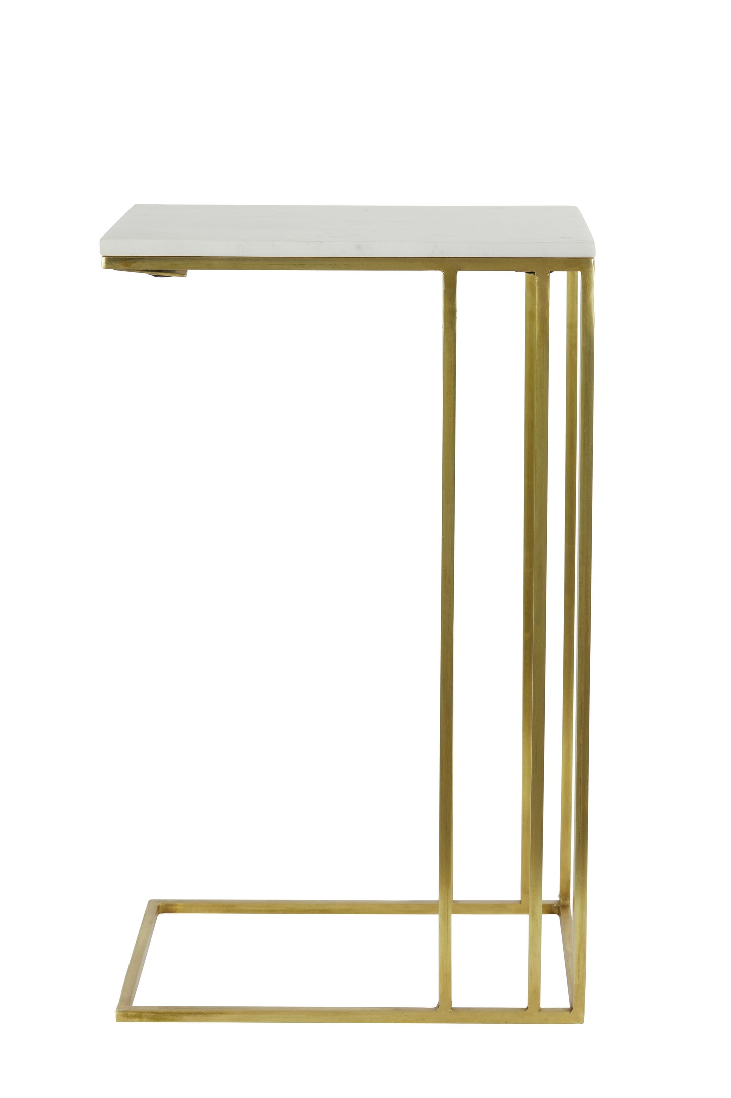 Roshan White Marble+Antique Bronze Side Table