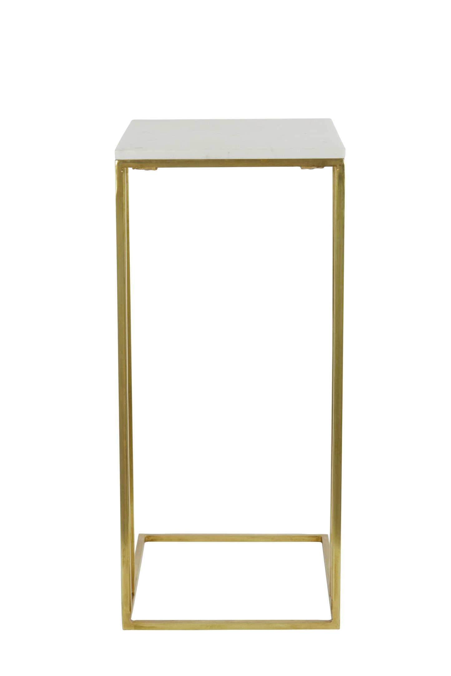 Roshan White Marble+Antique Bronze Side Table
