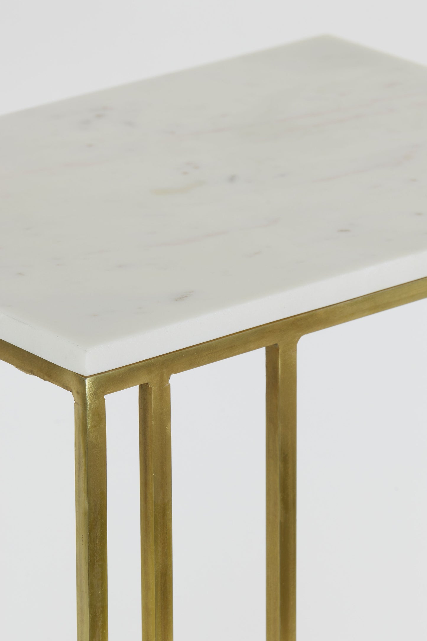 Roshan White Marble+Antique Bronze Side Table
