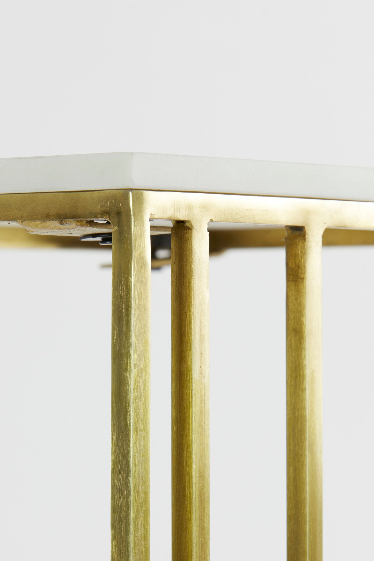 Roshan White Marble+Antique Bronze Side Table