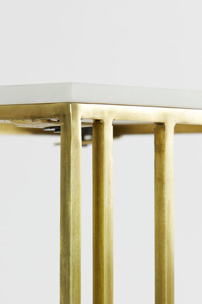 Roshan White Marble + Antique Bronze Side Table