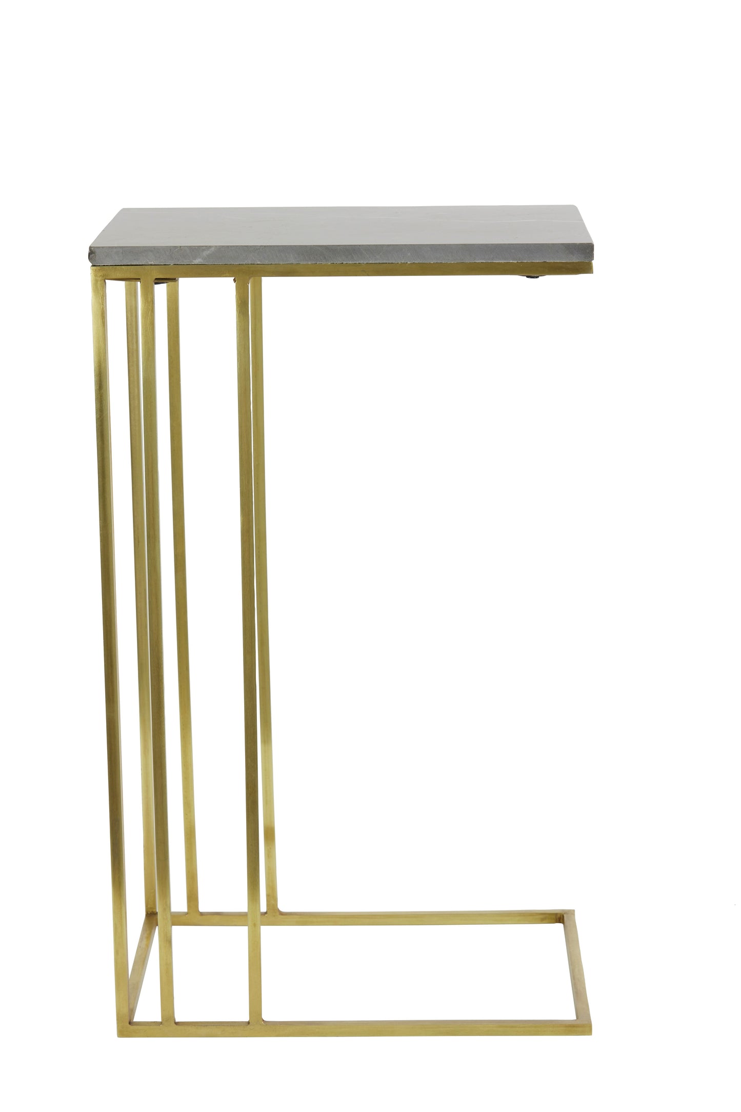 Roshan Brown Marble + Antique Bronze Side Table