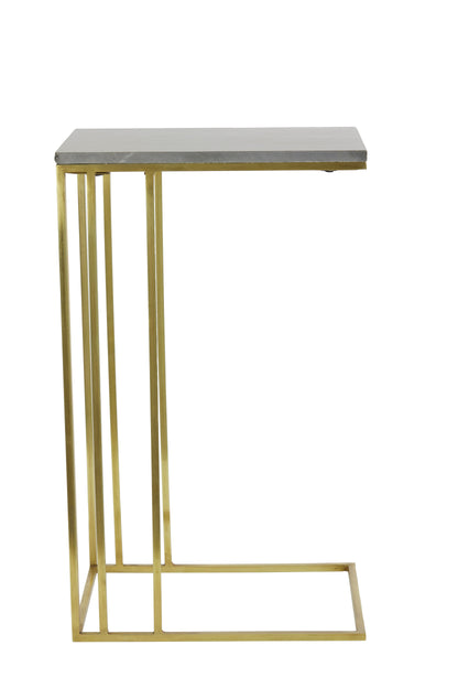 Roshan Brown Marble + Antique Bronze Side Table