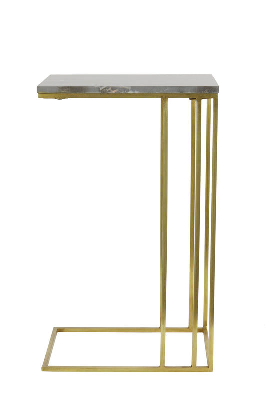 Roshan Brown Marble + Antique Bronze Side Table