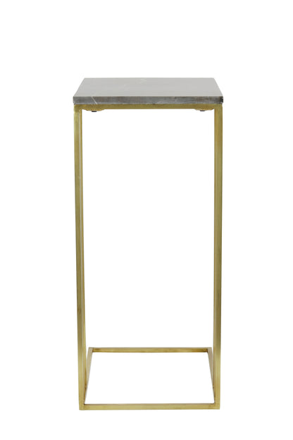 Roshan Brown Marble + Antique Bronze Side Table