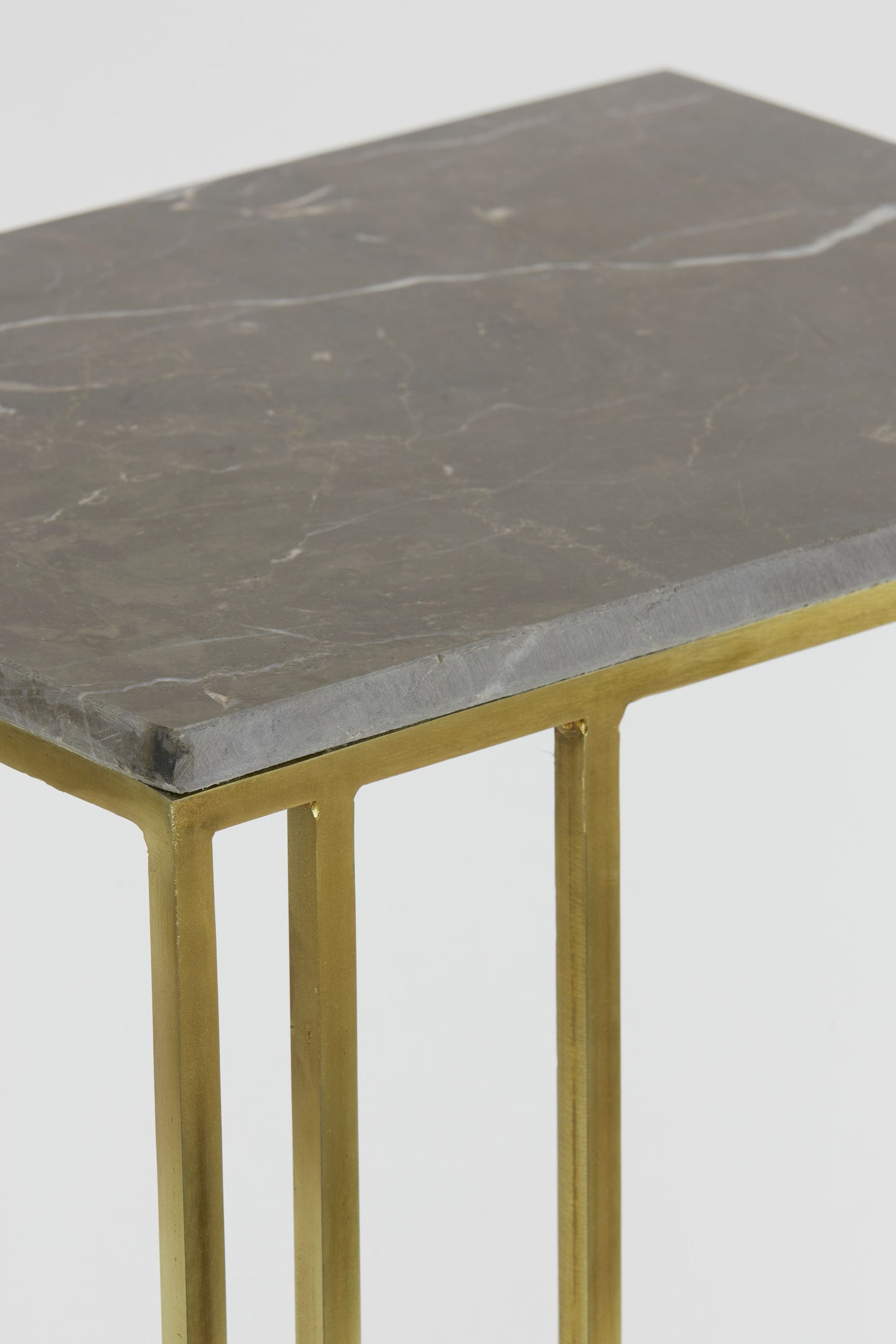 Roshan Brown Marble + Antique Bronze Side Table