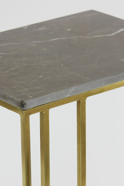 Roshan Brown Marble + Antique Bronze Side Table