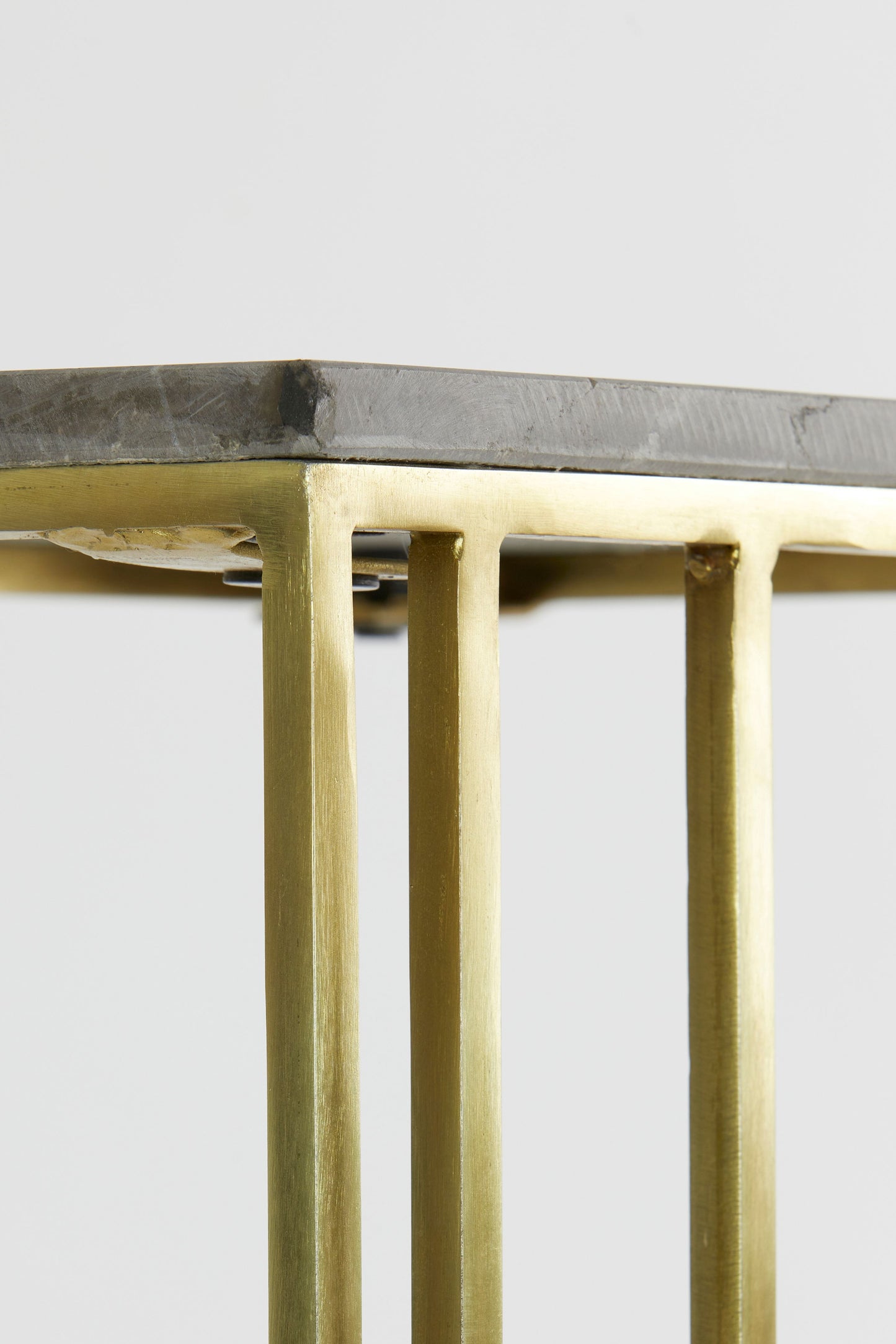 Roshan Brown Marble + Antique Bronze Side Table