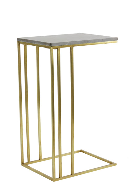 Roshan Brown Marble + Antique Bronze Side Table