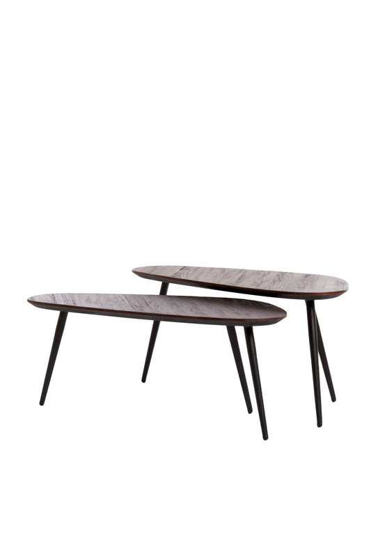 Viejo Coffee Table Set of 2 – Brown and Black Wood