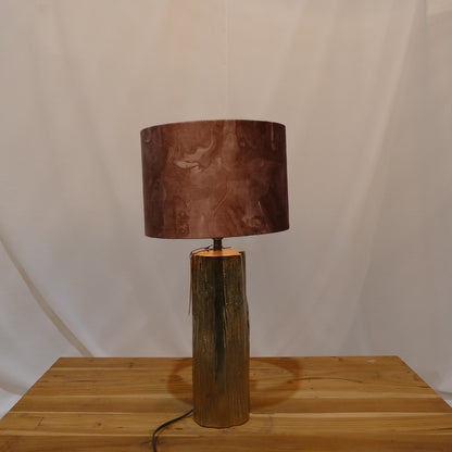 Gold Textured Lamp with Marbled Velvet Shade