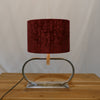 Chrome Oval Frame Lamp with Deep Red Chenille Shade