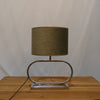 Chrome Oval Frame Lamp with Olive Woven Shade