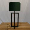 Black Frame Lamp with Deep Green Velvet Shade