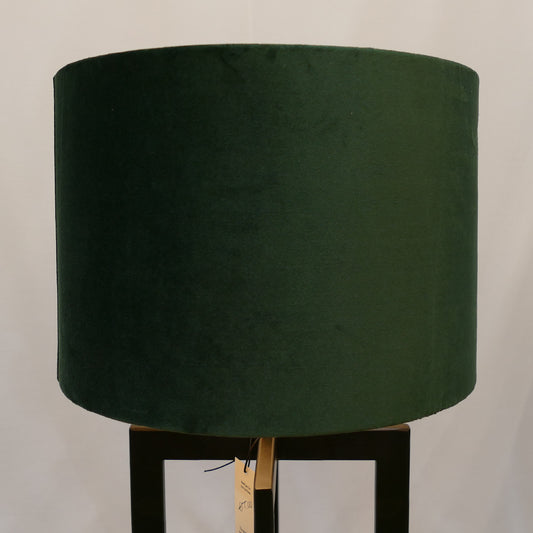 Black Frame Lamp with Deep Green Velvet Shade