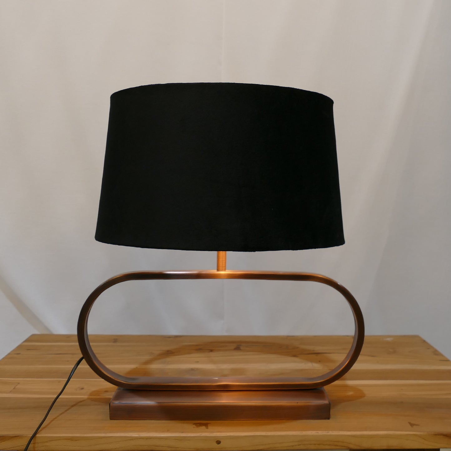Bronze Oval Frame Lamp with Black Velvet Shade