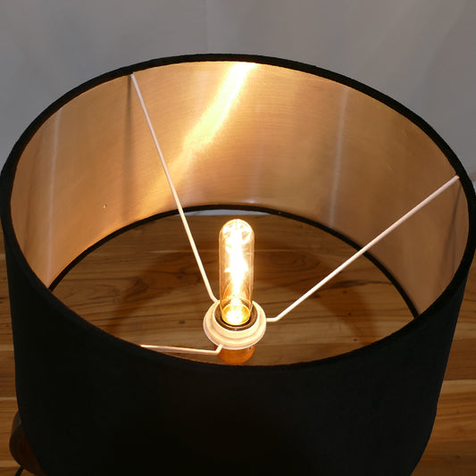 Bronze Oval Frame Lamp with Black Velvet Shade