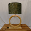 Wooden Ring Lamp with Art Deco Patterned Drum Shade