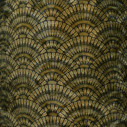 Wooden Ring Lamp with Art Deco Patterned Drum Shade