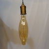 Vintage Brass Pendant with Long Amber Bulb