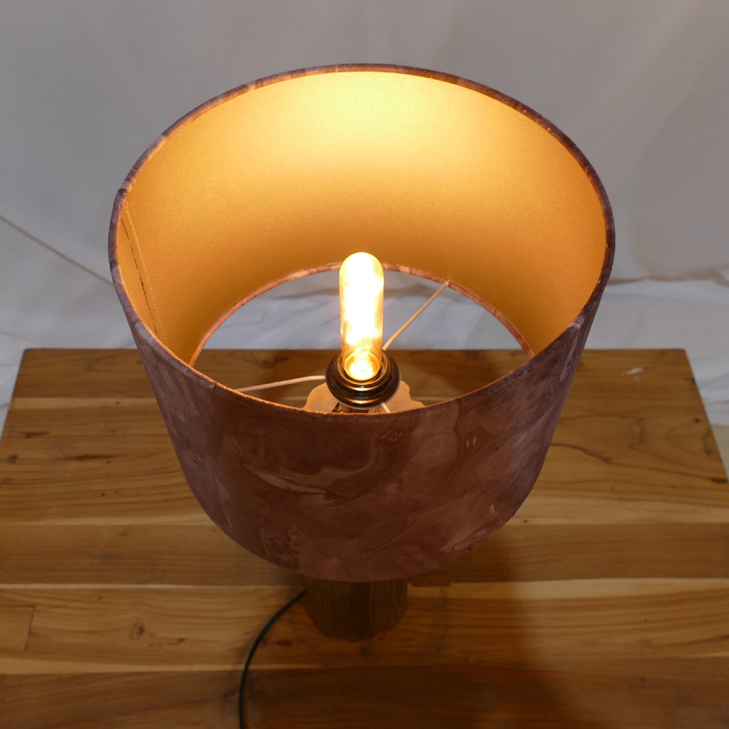 Gold Textured Lamp with Marbled Velvet Shade