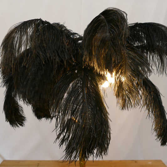Richmond Black Feather Table Lamp with Gold Bird-Leg Base