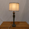 Antique-Style Bronze Leaf Table Lamp with Ivory Trim Shade