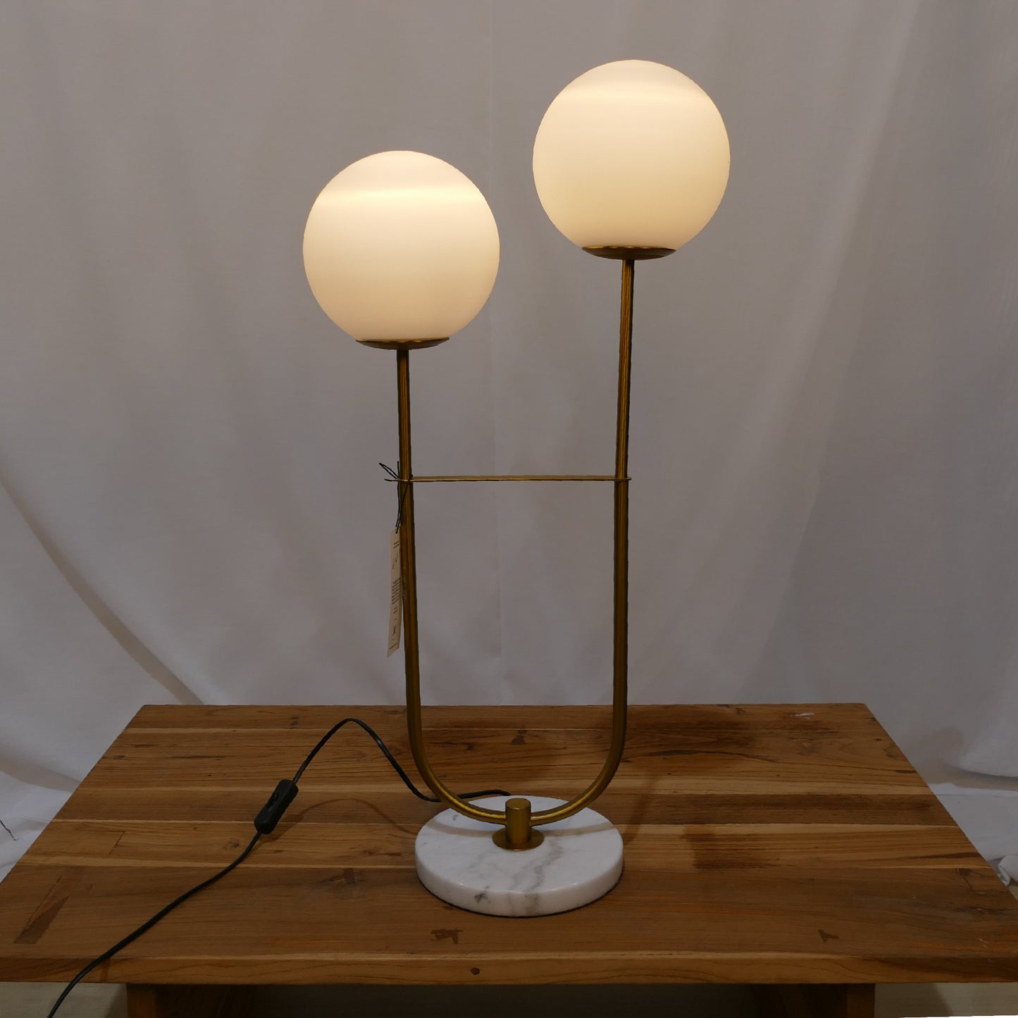 Dua Table Lamp with Double Opal Globes