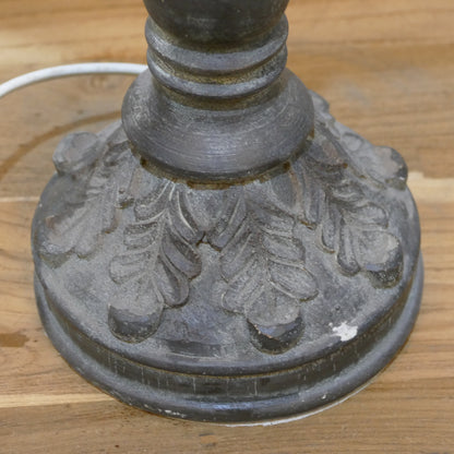 Antique-Style Bronze Leaf Table Lamp with Ivory Trim Shade