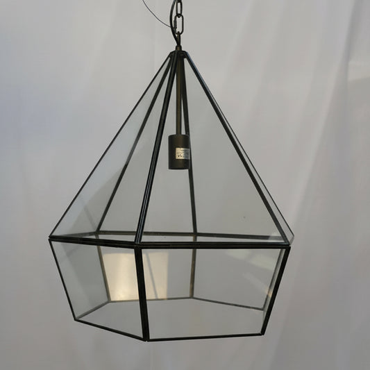 Geometric Black Framed Glass Pendant Light