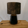 Black Faceted Lamp with Textured Suede Shade
