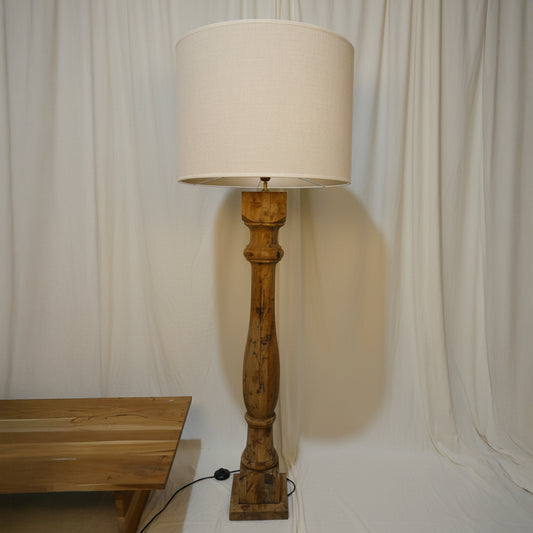 Robbia Natural Wood Floor Lamp with Linen Drum Shade