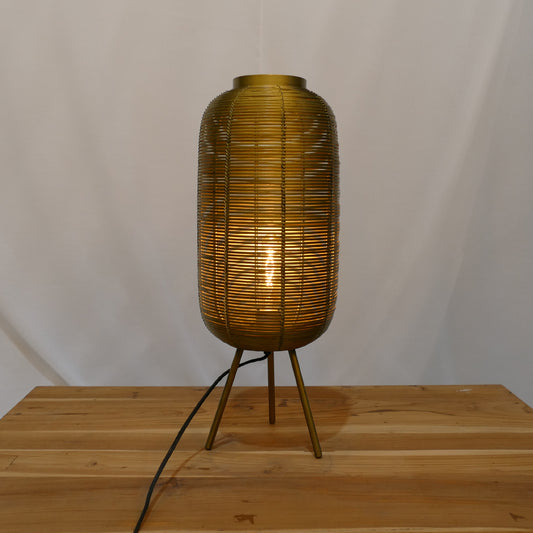 Gold Woven Lantern Table Lamp
