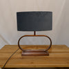 Copper Oval Frame Lamp with Charcoal Velvet Shade