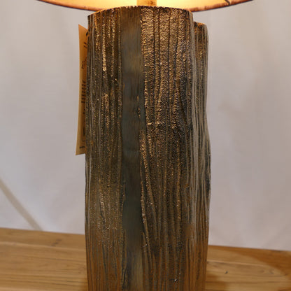 Gold Textured Lamp with Marbled Velvet Shade