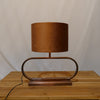 Copper Oval Table Lamp with Rust Velvet Shade