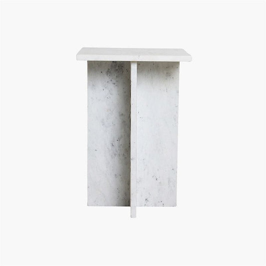 Beijing Side Table in White Marble