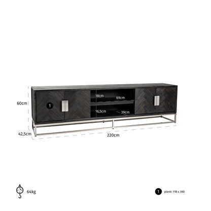 Blackbone Silver TV Unit 220