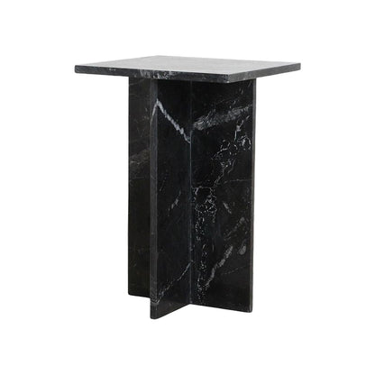 Black marble side table on a white background