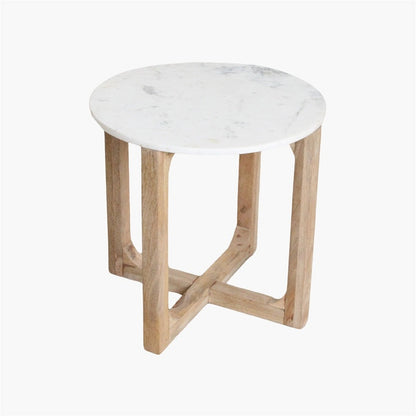 Marble Side Table Round White