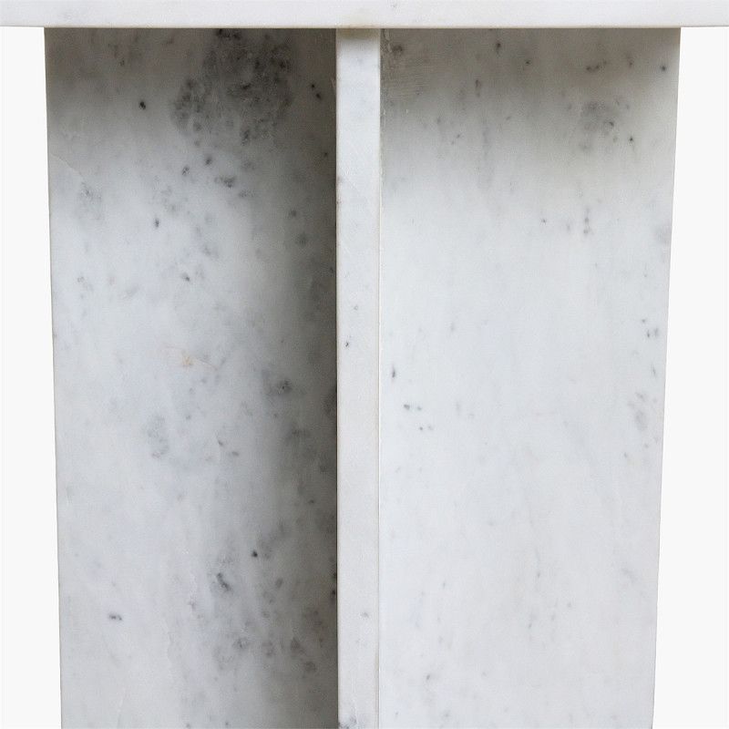 Beijing Side Table in White Marble