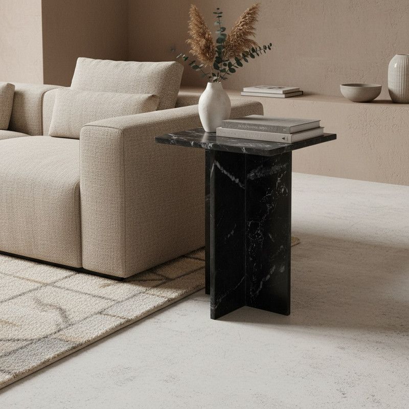 Shanghai Side Table in Black Marble