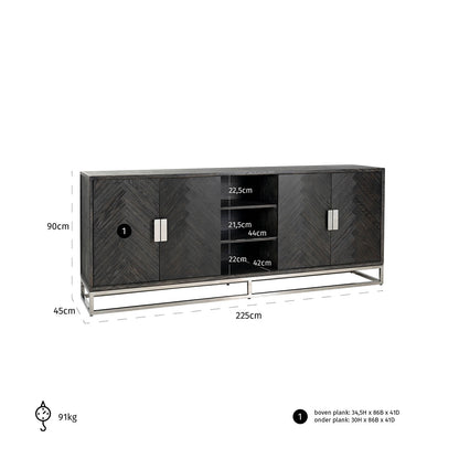 Blackbone 4 Door Sideboard Silver